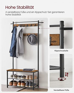 Cuier, Vasagle, Negru , 85x32x175 cm - Img 3