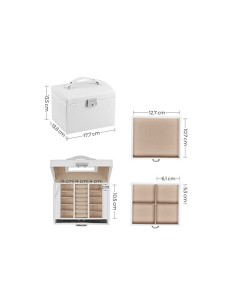 Cutie de bijuterii, Songmics, 3 organizatoare, JBC154W01, Alb - Img 6