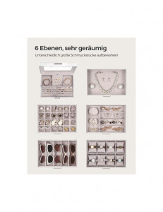 Cutie de bijuterii, Songmics, Alb, JBC138, 6 sertare - Img 3