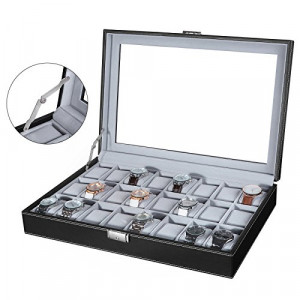 Cutie pentru ceasuri de mana, Songmics, Negru, 43.5x29.2x8.5 cm - Img 3