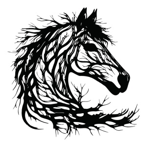 Decoratiune de perete din metal, Horsy, Negru, 0.2x60x60 cm