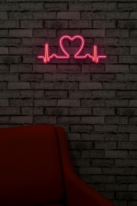 Decoratiune luminoasa LED de perete Love Rhythm Roz 51x21x2 cm - Img 3