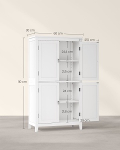Dulap baie Vasagle Alb 60x30x110 cm - Img 6