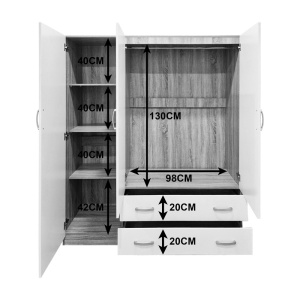 Dulap cu 2 usi, Alvia, Alb, 150x51x180 cm - Img 7