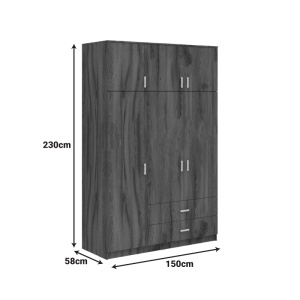 Dulap cu 3 usi, Royal, Nuc, 150x58x230 cm - Img 6