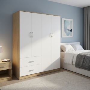 Dulap cu 4 usi, Athos, V3, Alb-Sonoma, 160x42x180 cm