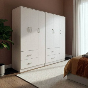 Dulap cu 6 usi, Athos, V16, Alb, 180x42x180 cm