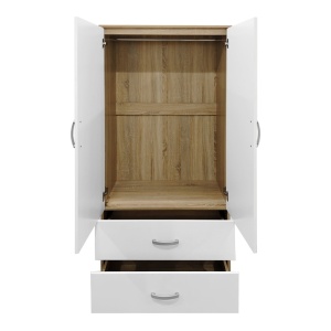 Dulap cu 6 usi, Athos, V29, Alb-Stejar, 240x42x240 cm - Img 3