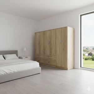 Dulap cu 6 usi, Athos, V4, Stejar, 240x42x180 cm