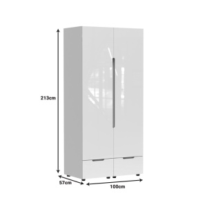 Dulap cu doua usi Afina Pako World Alb 100x57x213 cm - Img 3