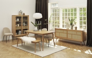 Dulap cu vitrina BARRALI, Natural, 40x160x110 cm - Img 2