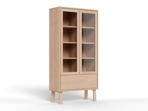 Dulap cu vitrina Lamberth, Alb, 180x90x35 cm - Img 2