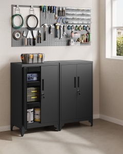 Dulap depozitare din metal Songmics, Berend, Negru, 60.1x40.2x99 cm - Img 2