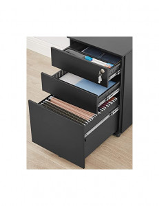 Dulap mobil cu inchidere, Songmics, Negru, OFC60BK, 52 x 39 x 60 cm - Img 6
