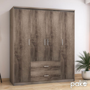 Dulap Olympus cu 4 usi si sertare piele ecologica culoare castillo - toro 159x57x183 - Img 3