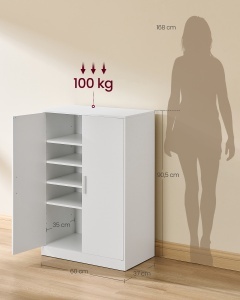 Dulap pantofar 2 usi, Custos, Alb, 60x36x90.4 cm - Img 4