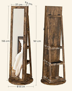 Dulap pentru bijuterii, Songmics, Maro, 162x55x55 cm - Img 7