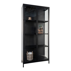 Dulap vitrina Brisbane, Negru, 35x80x175 cm