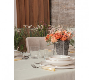 Fata de Masa Jacquard Plain Crem, 155x160 cm - Img 3