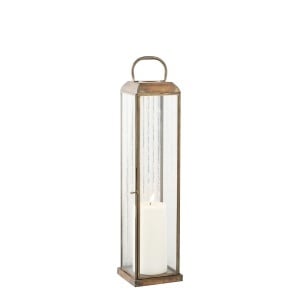 Felinar decorativ Herslev, Auriu antic, 12x12x49 cm