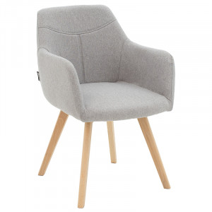 Fotoliu Nasima material textil gri - culoare lemn natural 57x58x84cm