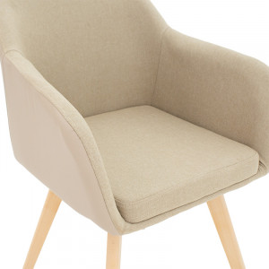 Fotoliu Safira material textil piele ecologica bej - culoare lemn natural 57x58x84cm - Img 6