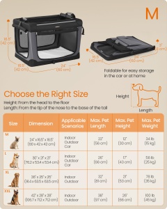 Geanta de transport animale Feandrea, Bax, Negru, 60x42x42 cm - Img 6