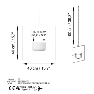 Ghiveci decorativ Pandantif Alb 40x40x17 cm - Img 7