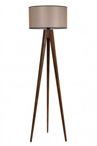 Lampadar Tripod Ceviz Lambader Silindir Koyu Hasır Abajurlu Nuc - Img 2