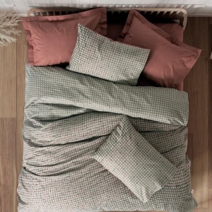 Lenjerie 1 Persoana cu elastic 100x200 Motte Caramiziu (Bumbac 100%)