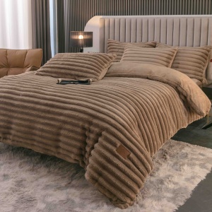 Lenjerie cocolino cu Elastic 180x200 Liny V13 Dark Beige (Cocolino) - Img 2