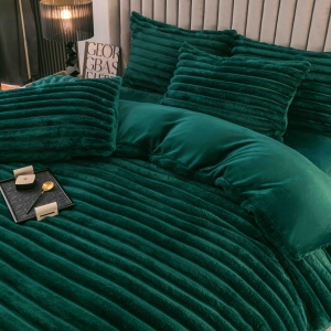 Lenjerie cocolino cu Elastic 180x200 Liny V3 Verde inchis (Cocolino) - Img 2