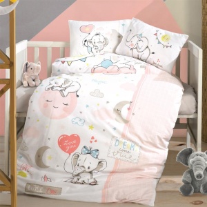 Lenjerie Patut Bebe Sweet Dreams Roz (Bumbac 100%)