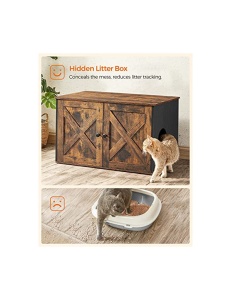Litiera pentru pisici, Feandrea, PCL002X02, 80 x 53 x 49.2 cm, Maro - Img 6
