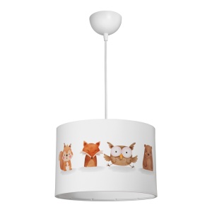 Lustra copii cu animale, Wooda, Pako, Alb 30x30x20 cm