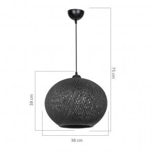 Lustra cu o singura lumina PWL-1112, E27, negru, 38x75 cm - Img 4