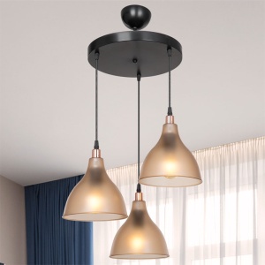 Lustra Orazio 3 lumini ambra negru 40x40x80 cm - Img 2
