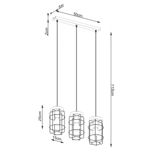 Lustra suspendata Gotto Negru 160x13x115 cm - Img 5