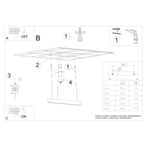 Lustra suspendata LED Pinne Gri 4000K 67x6x150 cm - Img 9