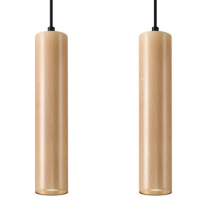 Lustra suspendata Lino din lemn, Natural 30x6x90 cm