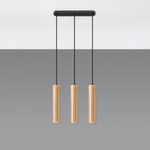Lustra suspendata Lino din lemn, Natural 45x6x90 cm - Img 2