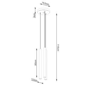 Lustra suspendata Pastelo din beton Gri 19.5x19.5x117 cm - Img 5