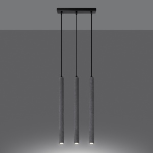 Lustra suspendata Pastelo din beton Gri 30x3.5x110 cm - Img 3