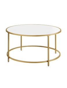 Masa de cafea, Vasagle, Alb-Auriu, LCT091A10, 84 x 84 x 45 cm