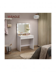 Masa de toaleta, Vasagle, 9 lumini, Alb, RDT120T10, 40 x 80 x 140 cm - Img 3