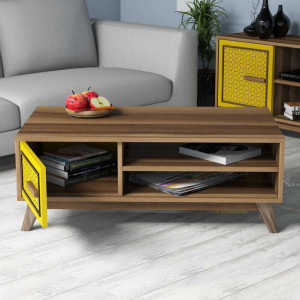 Masuta de Cafea Ayla - Walnut, Yellow - Img 2