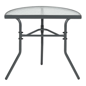 Masuta de cafea de gradina consola semicerc, Bion, Gri inchis, 70x40x65 cm - Img 3