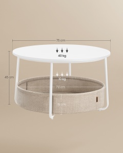 Masuta de cafea Vasagle Alb 75x75x45 cm - Img 7