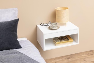 Noptiera Cholet, Alb, 24.5x50x35 cm