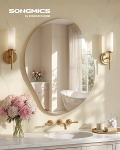 Oglinda perete Songmics, Aileas, Negru, 160x80x73-121 cm - Img 2